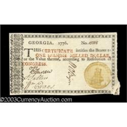 Georgia 1776 $1 Green Seal Choice About New.