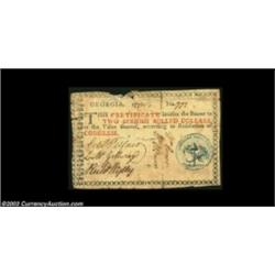 Georgia 1776 $2 Blue Seal Very Fine, Damaged.