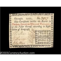 Georgia 1777 $3 Choice Very Fine.