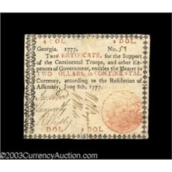 Georgia June 8, 1777 $2 Choice Very Fine.