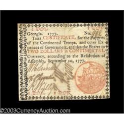 Georgia September 10, 1777 $2 Extremely Fine.