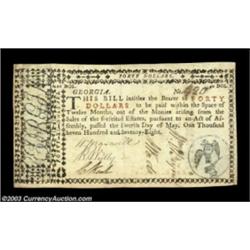 Georgia May 4, 1778 $40 Extremely Fine.