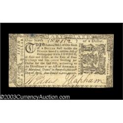 Maryland April 10, 1774 $1/6 Choice About New.