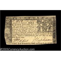 Maryland April 10, 1774 $4 Choice About New.