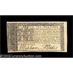 Maryland April 10, 1774 $6 Choice About New.