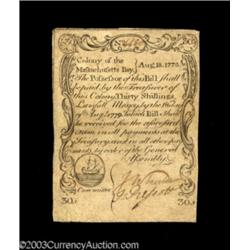 Massachusetts August 18 1775 30s About New.