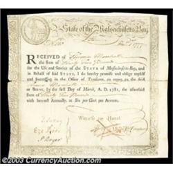 Massachusetts Six Percent Treasury Certificate.