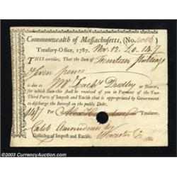 Massachusetts Import & Excise Certificate Extremely Fine.