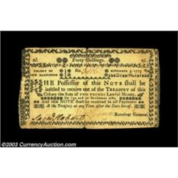 New Hampshire November 3, 1775 40s Very Fine, Split.