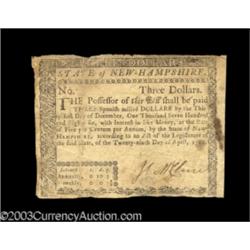 New Hampshire April 29, 1780 $3 Fine.