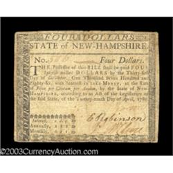 New Hampshire $4 April 29, 1780 Very Fine.