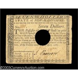 New Hampshire April 29, 1780 $7 Very Fine.