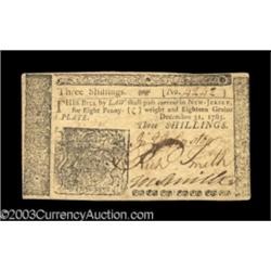 New Jersey December 31, 1763 3s Very Choice New.