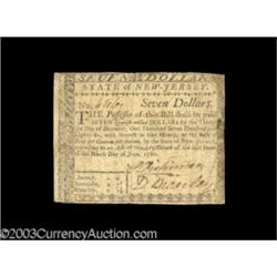 New Jersey June 9, 1780 $7 Very Fine.