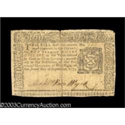 New York September 2, 1775 $2 Very Fine.