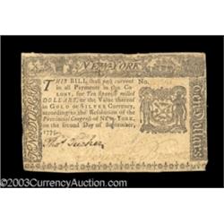 New York September 2, 1775 $10 Choice Very Fine.