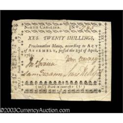 North Carolina April 23, 1761 20s Extremely Fine.