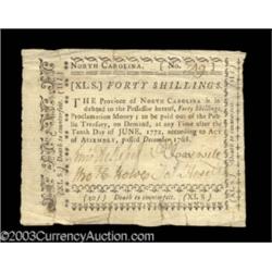 North Carolina December 1768 40s Extremely Fine.