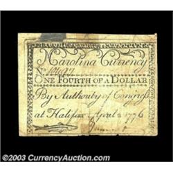North Carolina April 2, 1776 $1/4 Very Fine, Repaired.