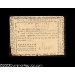 North Carolina August 8, 1778 $2 Extremely Fine.