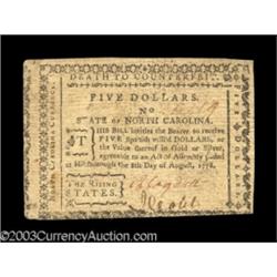 North Carolina August 8, 1778 $5 About New.
