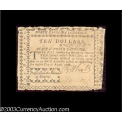 North Carolina August 8, 1778 $10 Very Fine.