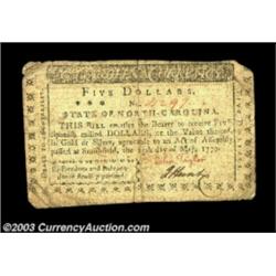 North Carolina May 15, 1779 $5 Very Fine.