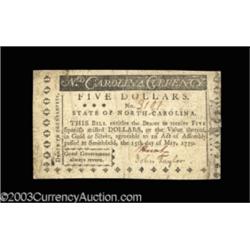 North Carolina May 15, 1779 $5 Very Fine.