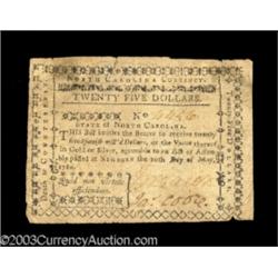 North Carolina May 10, 1780 $25 Very Fine.