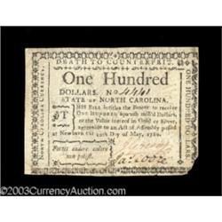 North Carolina May 10, 1780 $100 Extremely Fine.