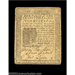 Pennsylvania March 10, 1757 20s Extremely Fine.