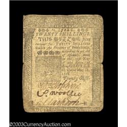 Pennsylvania May 20, 1758 20s Very Fine.