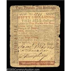 Pennsylvania April 25, 1759 50s Very Fine.