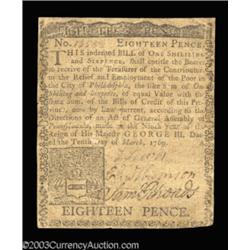 Pennsylvania March 10, 1769 18d Very Fine.