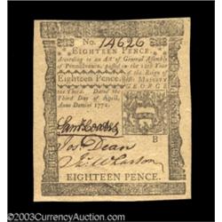 Pennsylvania April 3, 1772 18d Very Choice New.