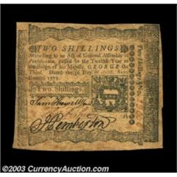 Pennsylvania April 3, 1772 2s Extremely Fine.