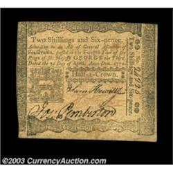 Pennsylvania April 3, 1772 2s6d Extremely Fine.