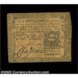 Pennsylvania March 20, 1773 6s Fine.