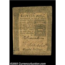 Pennsylvania March 20, 1773 16s Very Fine.