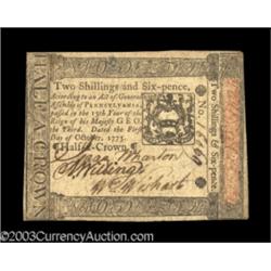 Pennsylvania October 1, 1773 2s6d About New.