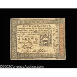 Pennsylvania October 1, 1773 5s About New.