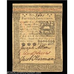 Pennsylvania October 1, 1773 15s Very Choice New.