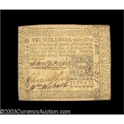 Pennsylvania March 25, 1775 6s Extremely Fine.