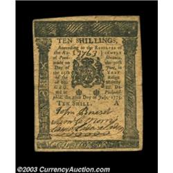 Pennsylvania July 20, 1775 10s Very Fine-Extremely Fine.