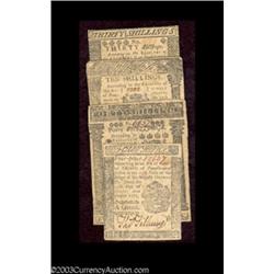 A group of Pennsylvania July 20, 1775 notes.