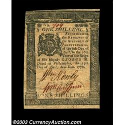 Pennsylvania April 25, 1776 1s Extremely Fine.