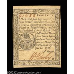 Pennsylvania April 10, 1777 4d Gem New.