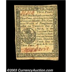 Pennsylvania April 10, 1777 3d Extremely Fine.