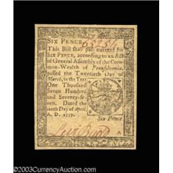 Pennsylvania April 10, 1777 6d Choice About New.