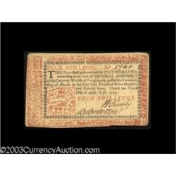 Pennsylvania April 10, 1777 4s Extremely Fine.